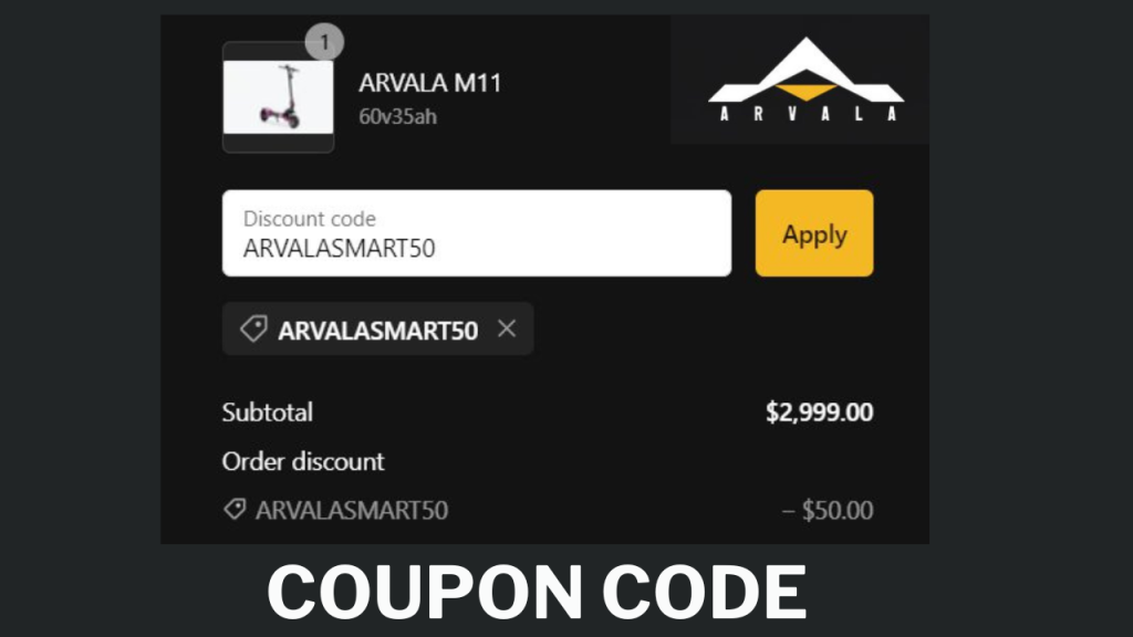 ArvalaScooter discount code