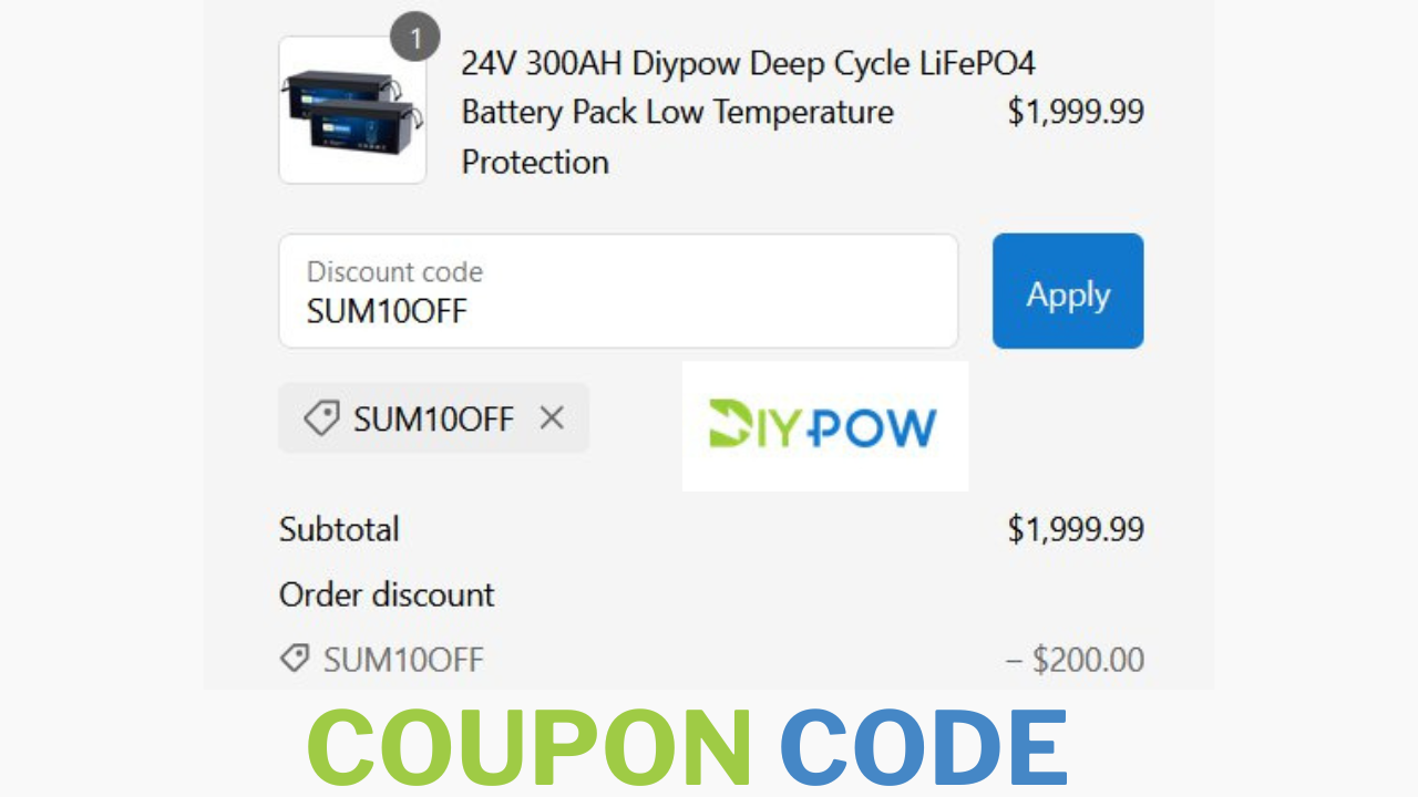 55 off DiyPow Lithium Batteries Discount Code DIYPOW